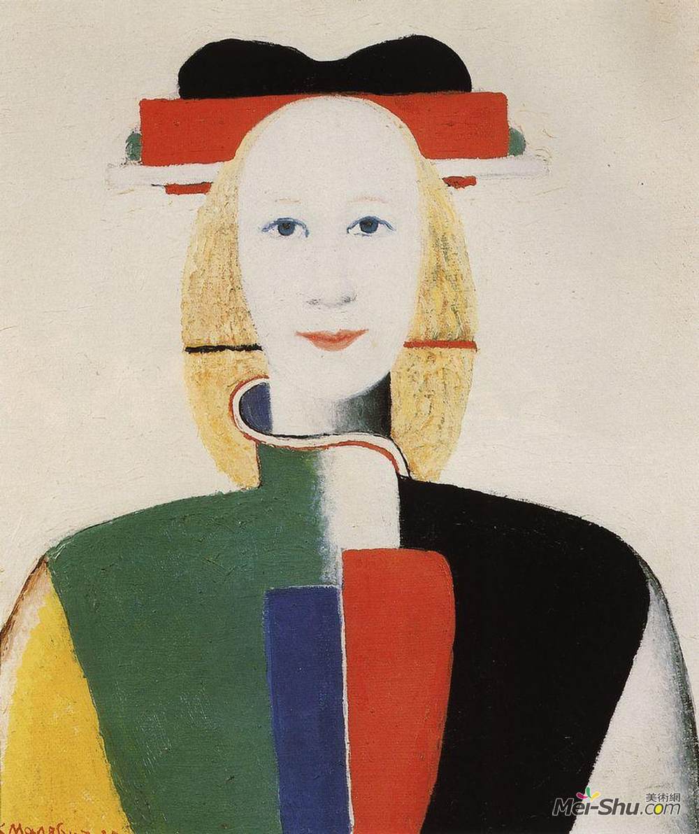 卡西米尔·马列维奇(Kazimir Malevich)高清作品《头发梳着的女孩》