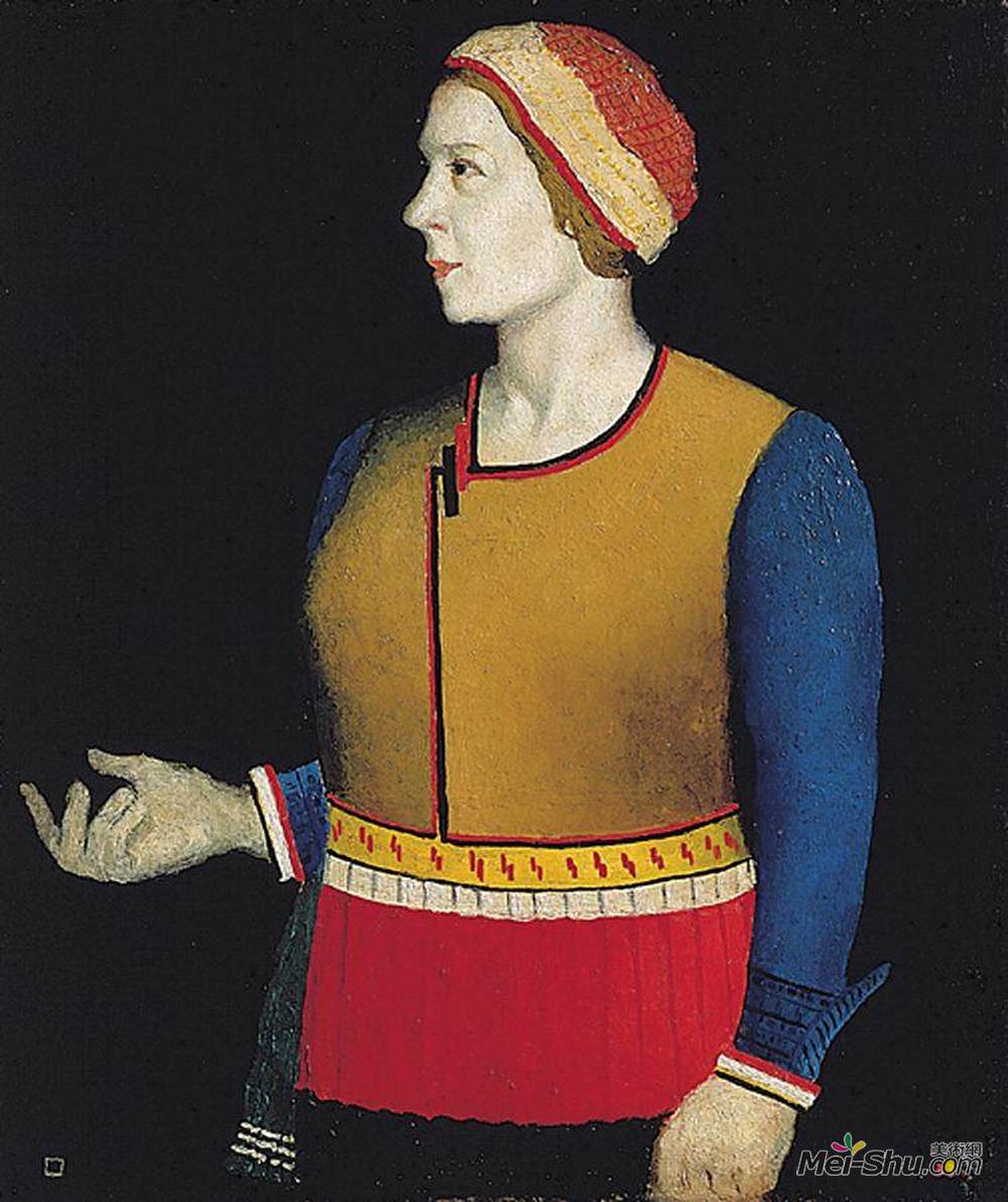 卡西米尔·马列维奇(Kazimir Malevich)高清作品《艺术家的妻子玛莉维奇的肖像》