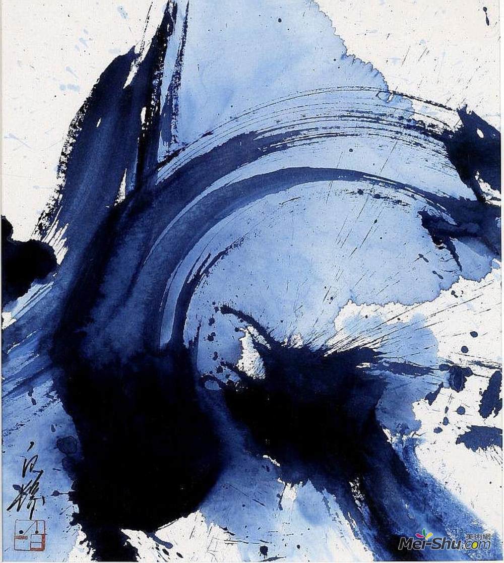 《普鲁士蓝》白发一雄(kazuo shiraga)高清作品欣赏