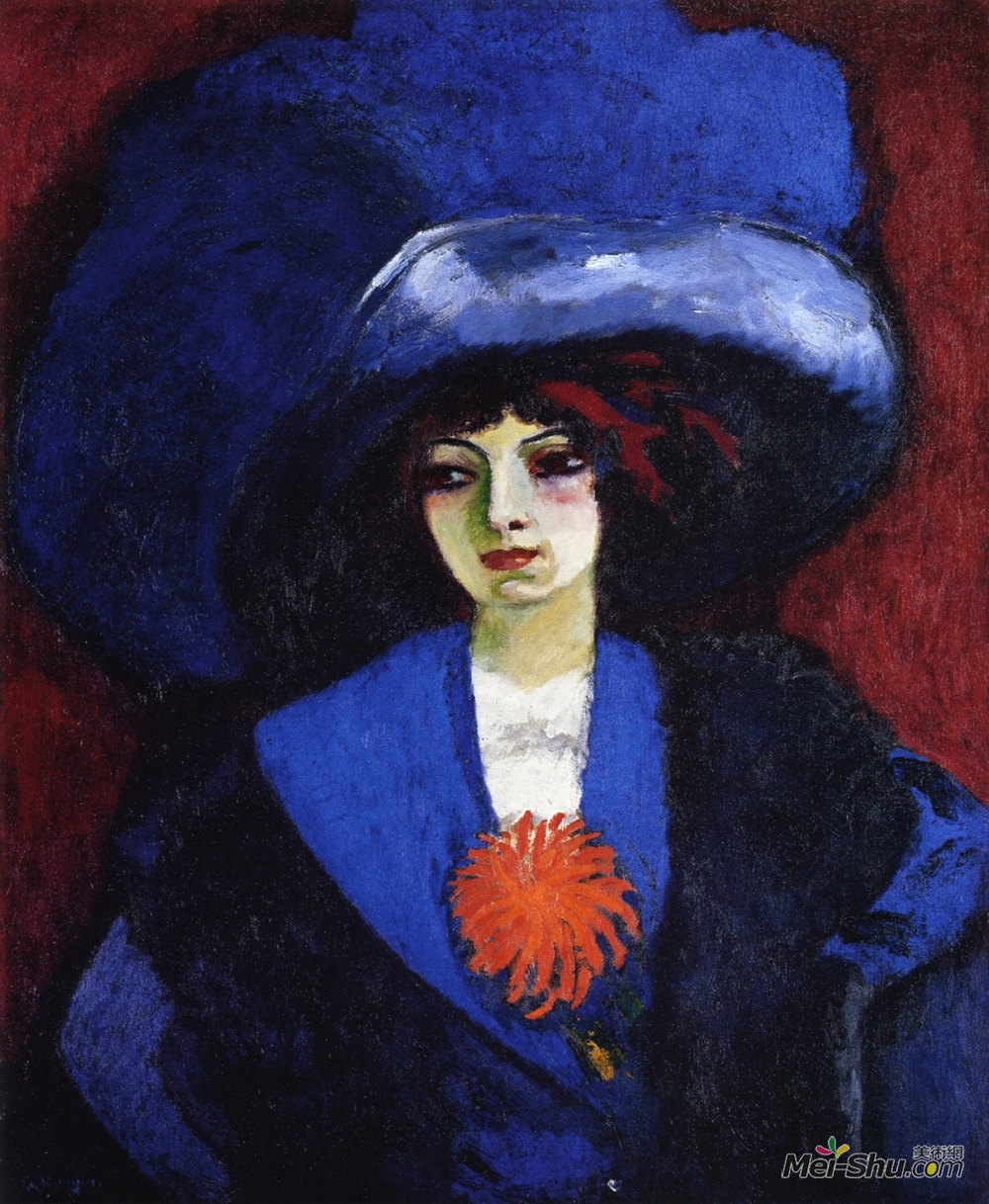 凯斯·凡·东根(Kees van Dongen)高清作品《戴蓝帽子的女人》