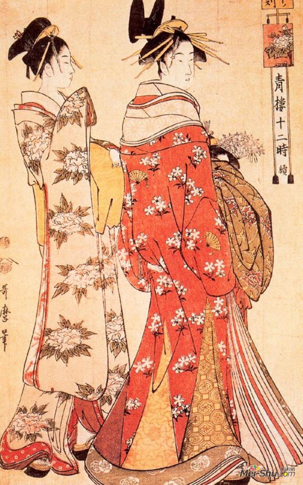 喜多川歌麿(Kitagawa Utamaro)高清作品《从“绿色住宅十二小时”》
