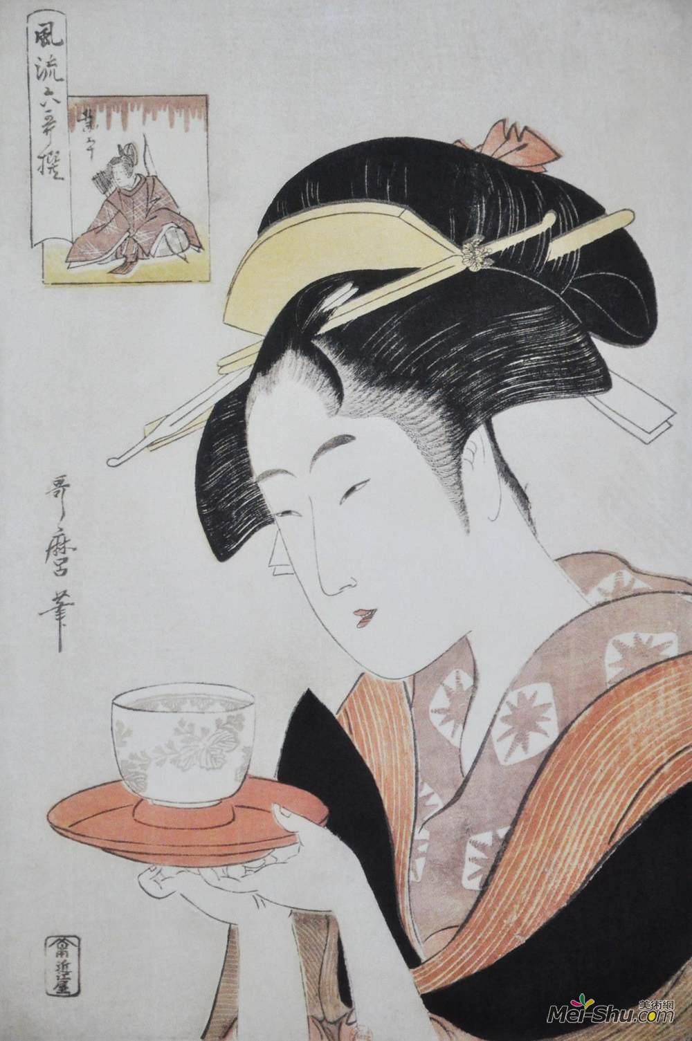 喜多川歌麿(Kitagawa Utamaro)高清作品《Portrait of Naniwaya Okita》