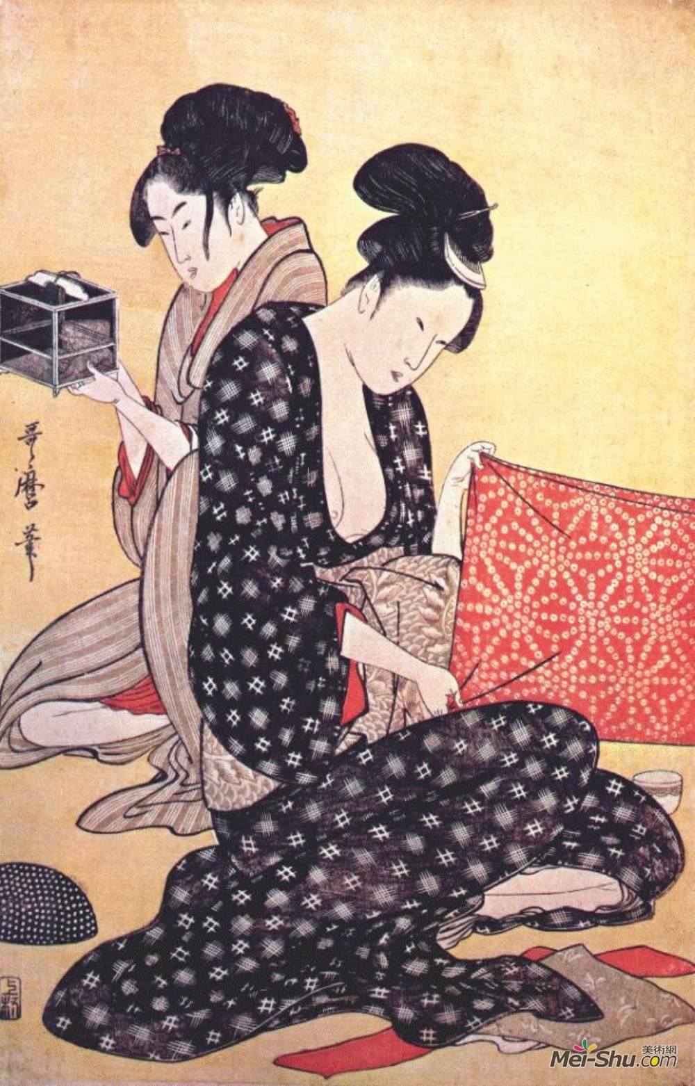 喜多川歌麿(Kitagawa Utamaro)高清作品《女扮女装》
