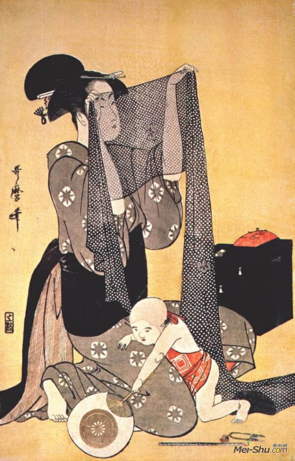 喜多川歌麿(Kitagawa Utamaro)高清作品《女扮女装》