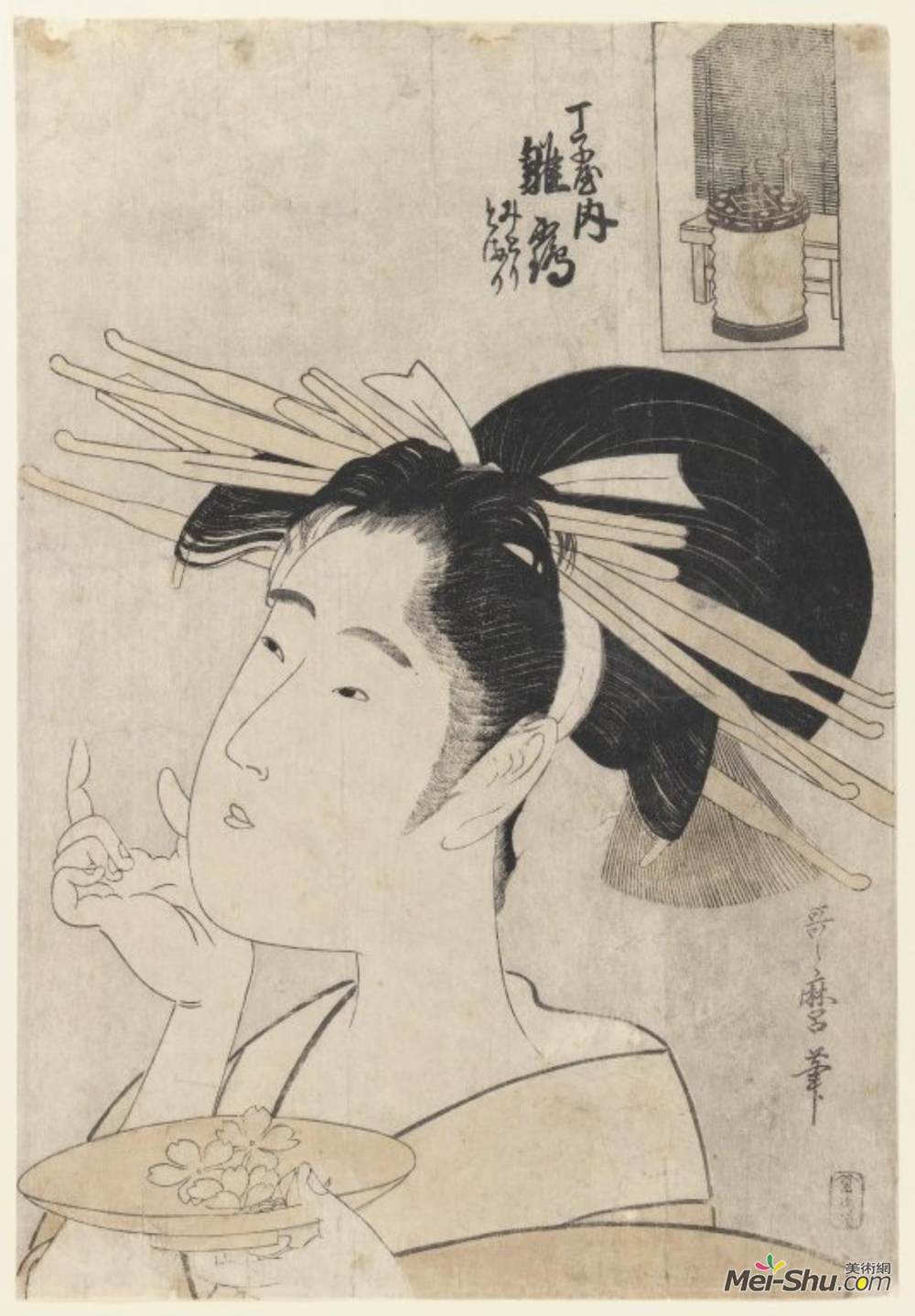 喜多川歌麿(Kitagawa Utamaro)高清作品《Midori of the Hinataka, from The Hour of the Rat》