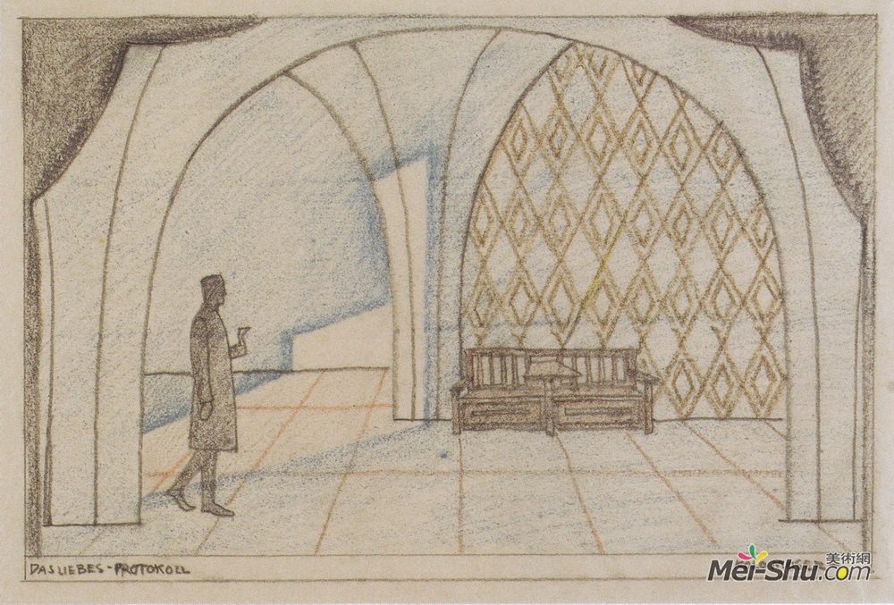 科罗曼·莫塞尔(Koloman Moser)高清作品《Stage design for 'The minutes of love' by Ed》
