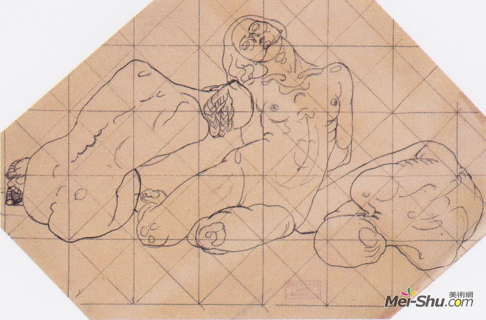 科罗曼·莫塞尔(Koloman Moser)高清作品《三个蹲伏的女人》