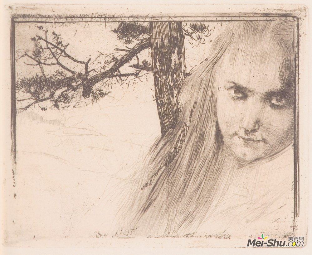 科罗曼·莫塞尔(Koloman Moser)高清作品《山水女孩》