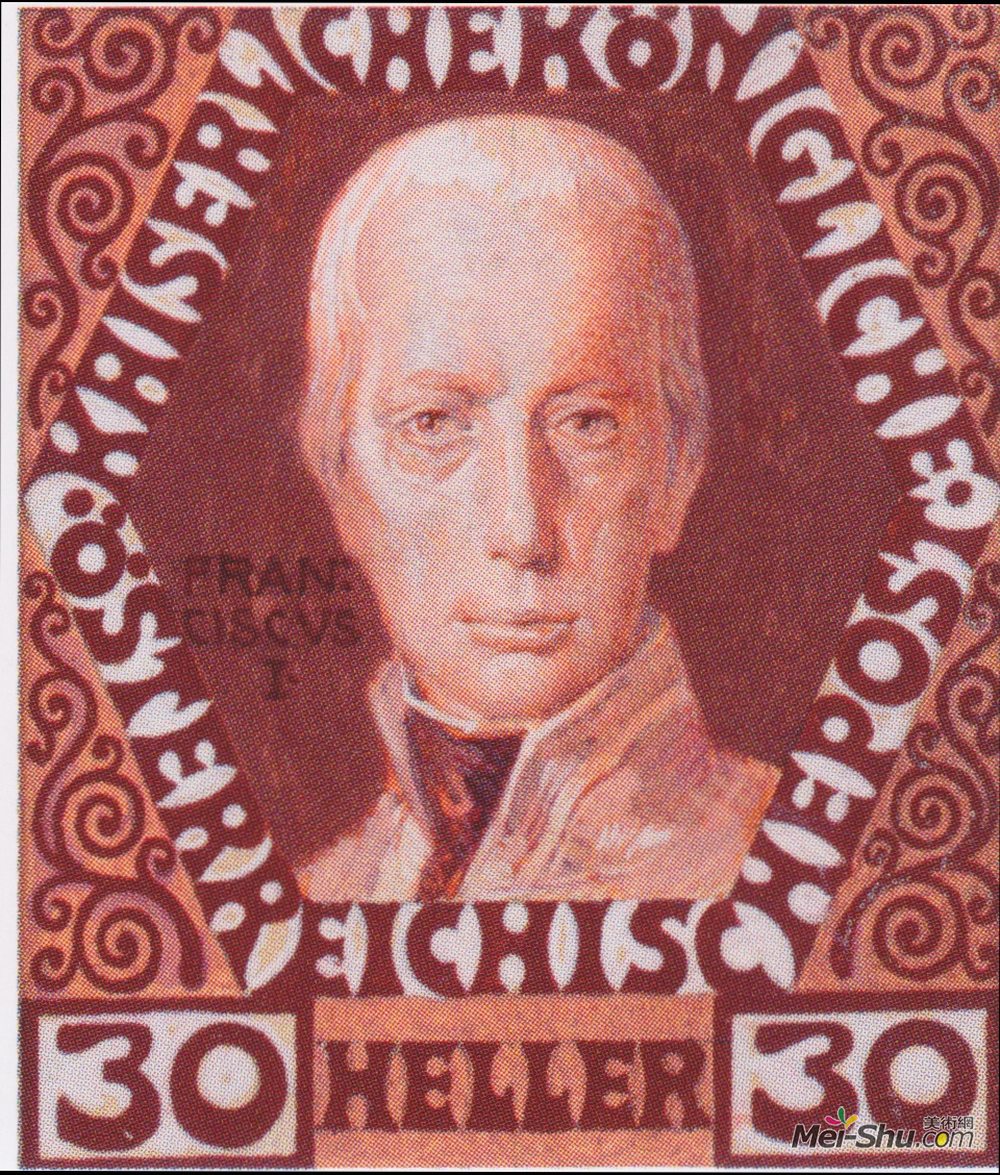 科罗曼·莫塞尔(Koloman Moser)高清作品《奥地利皇帝法郎纪念邮票设计》