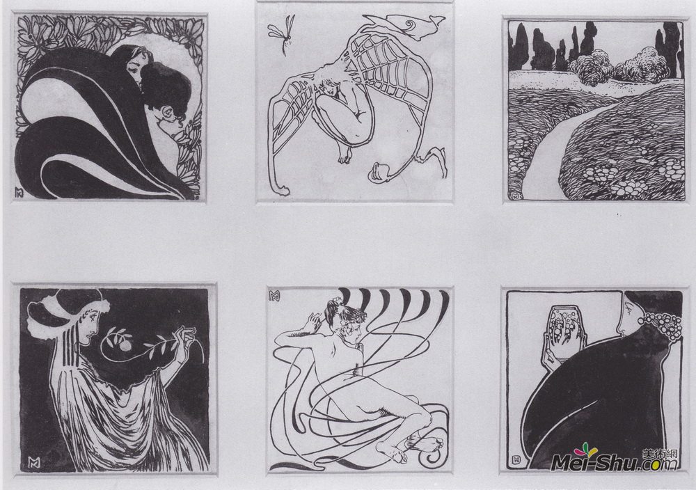 科罗曼·莫塞尔(Koloman Moser)高清作品《目录目录1898的小插图》