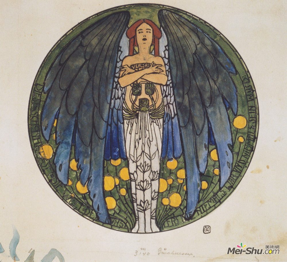 科罗曼·莫塞尔(Koloman Moser)高清作品《圆窗艺术素描》