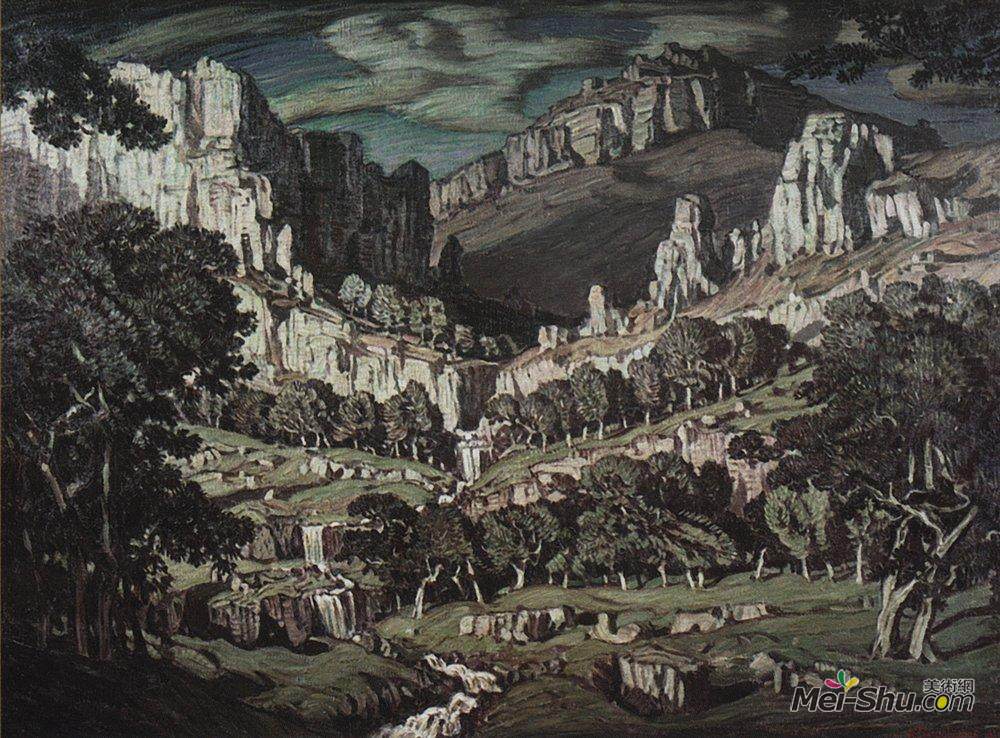 康斯坦丁·博加耶夫斯基(Konstantin Bogaevsky)高清作品《流动。奇妙的风景。》