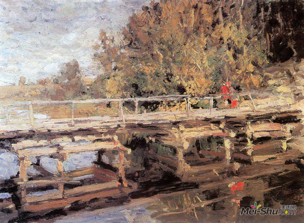 康斯坦丁·柯罗文(Konstantin Korovin)高清作品《秋天在桥上》