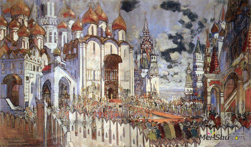 康斯坦丁·柯罗文(Konstantin Korovin)高清作品《Boris Godunov.Coronation》