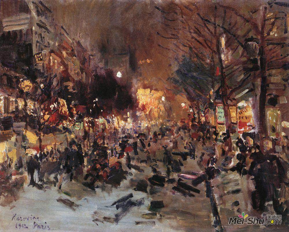 康斯坦丁·柯罗文(Konstantin Korovin)高清作品《巴黎大道》