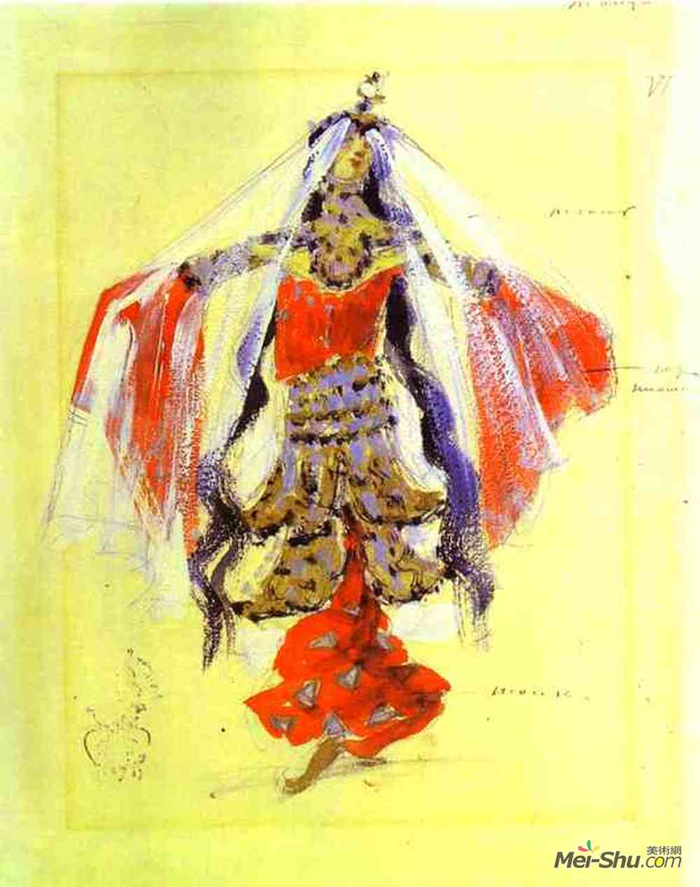 康斯坦丁·柯罗文(Konstantin Korovin)高清作品《舞者：鲁宾斯坦歌剧的服装设计》