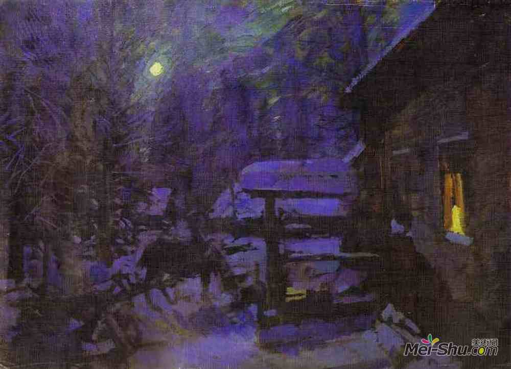 康斯坦丁·柯罗文(Konstantin Korovin)高清作品《月夜。冬天》
