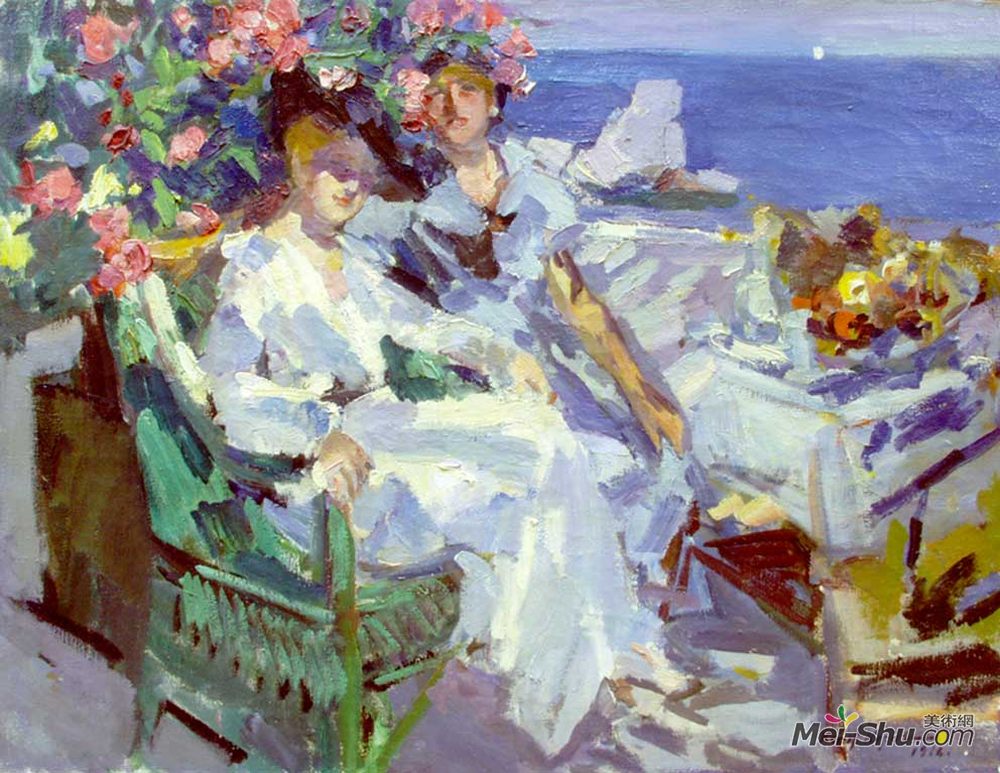 康斯坦丁·柯罗文(Konstantin Korovin)高清作品《阳台上》