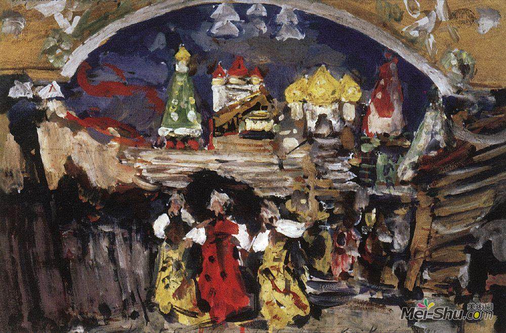 康斯坦丁·柯罗文(Konstantin Korovin)高清作品《广场上》