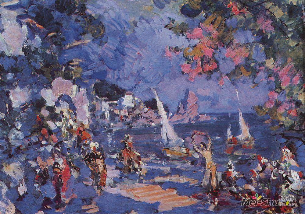 康斯坦丁·柯罗文(Konstantin Korovin)高清作品《Oriental slave market.Sketch of set for A.Adam`s and C. Pugn》