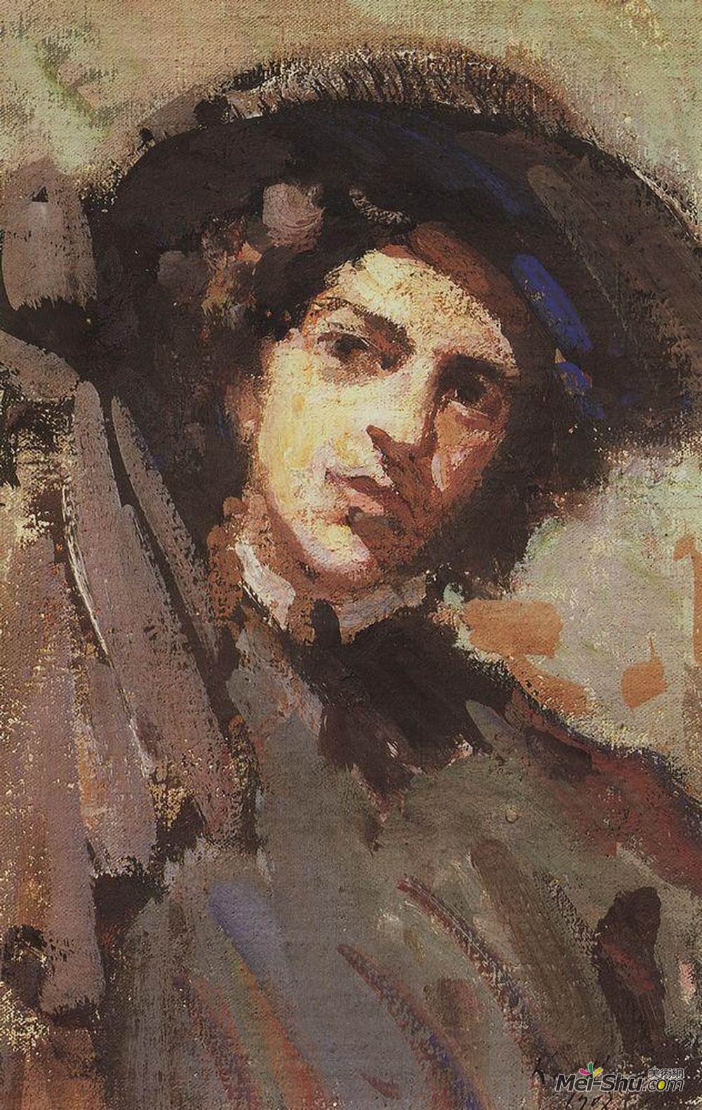 康斯坦丁·柯罗文(Konstantin Korovin)高清作品《Portrait of Nadezhda Komarovskaya》