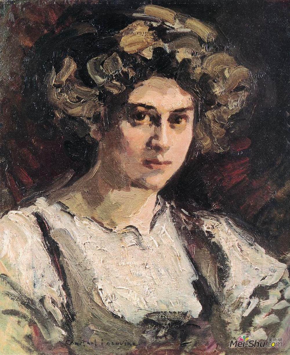 康斯坦丁·柯罗文(Konstantin Korovin)高清作品《Portrait of Nadezhda Komarovskaya》