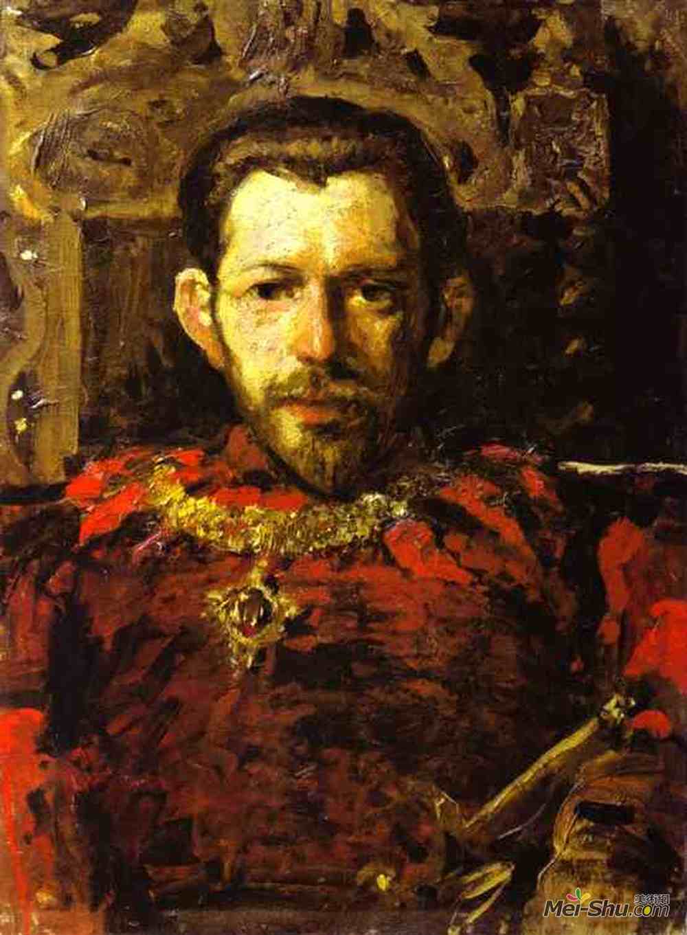 康斯坦丁·柯罗文(Konstantin Korovin)高清作品《Portrait of S. Mamontov in a Theatre Costume》