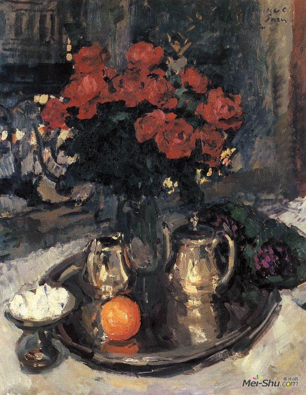 康斯坦丁·柯罗文(Konstantin Korovin)高清作品《玫瑰与紫罗兰》