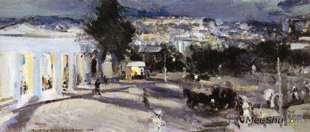 康斯坦丁·柯罗文(Konstantin Korovin)高清作品《傍晚的塞瓦斯托波尔》