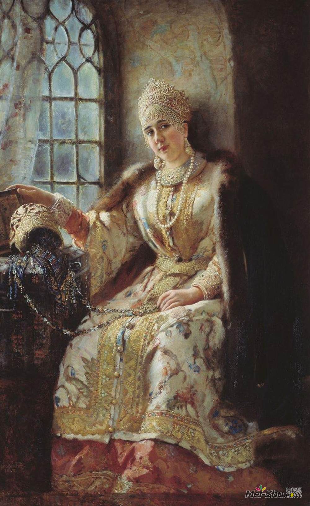 康斯坦丁·马科夫斯基(Konstantin Makovsky)高清作品《Boyar's Wife at the Window》