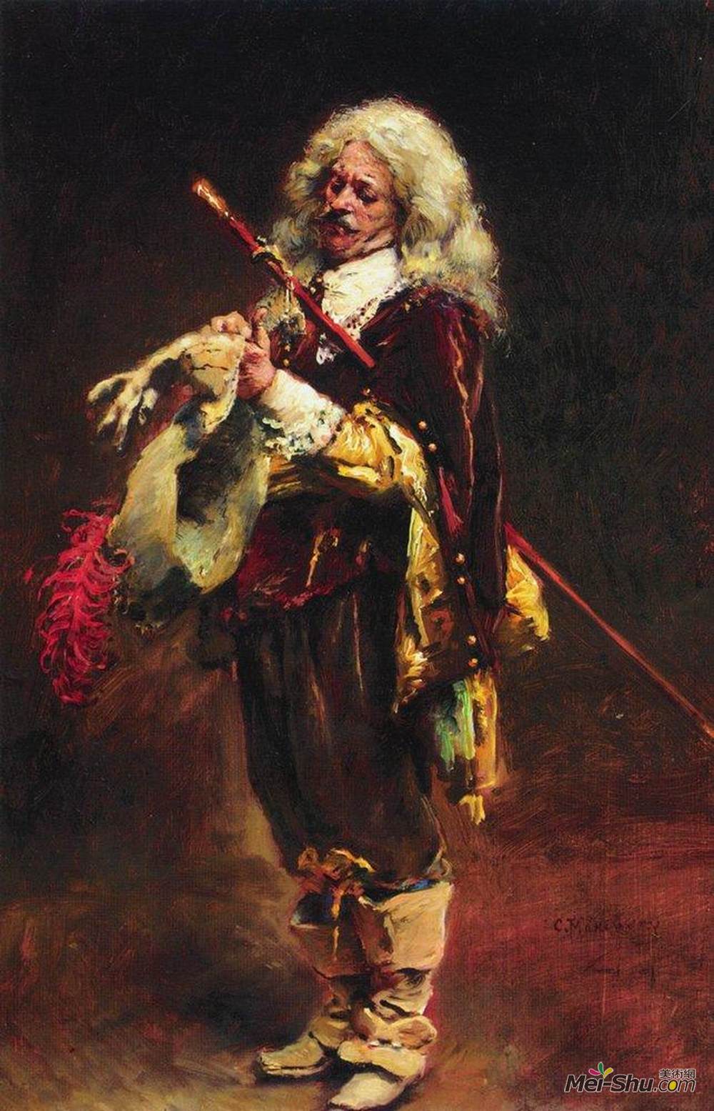 康斯坦丁·马科夫斯基(Konstantin Makovsky)高清作品《骑士，排列的手套》