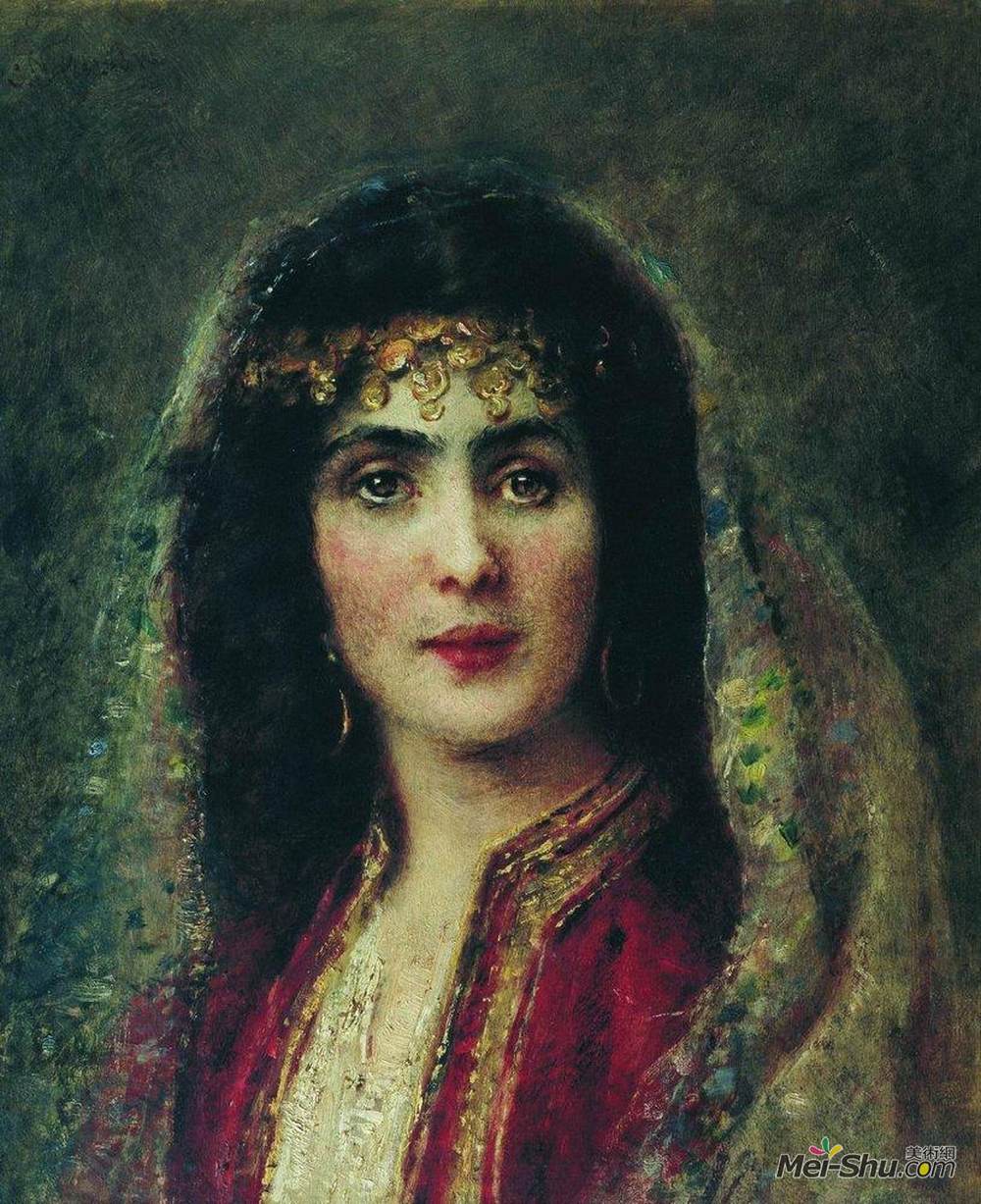 康斯坦丁·马科夫斯基(Konstantin Makovsky)高清作品《女性肖像》