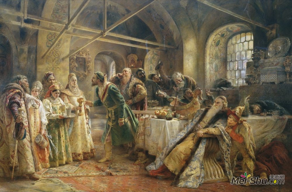 康斯坦丁·马科夫斯基(Konstantin Makovsky)高清作品《接吻仪式》