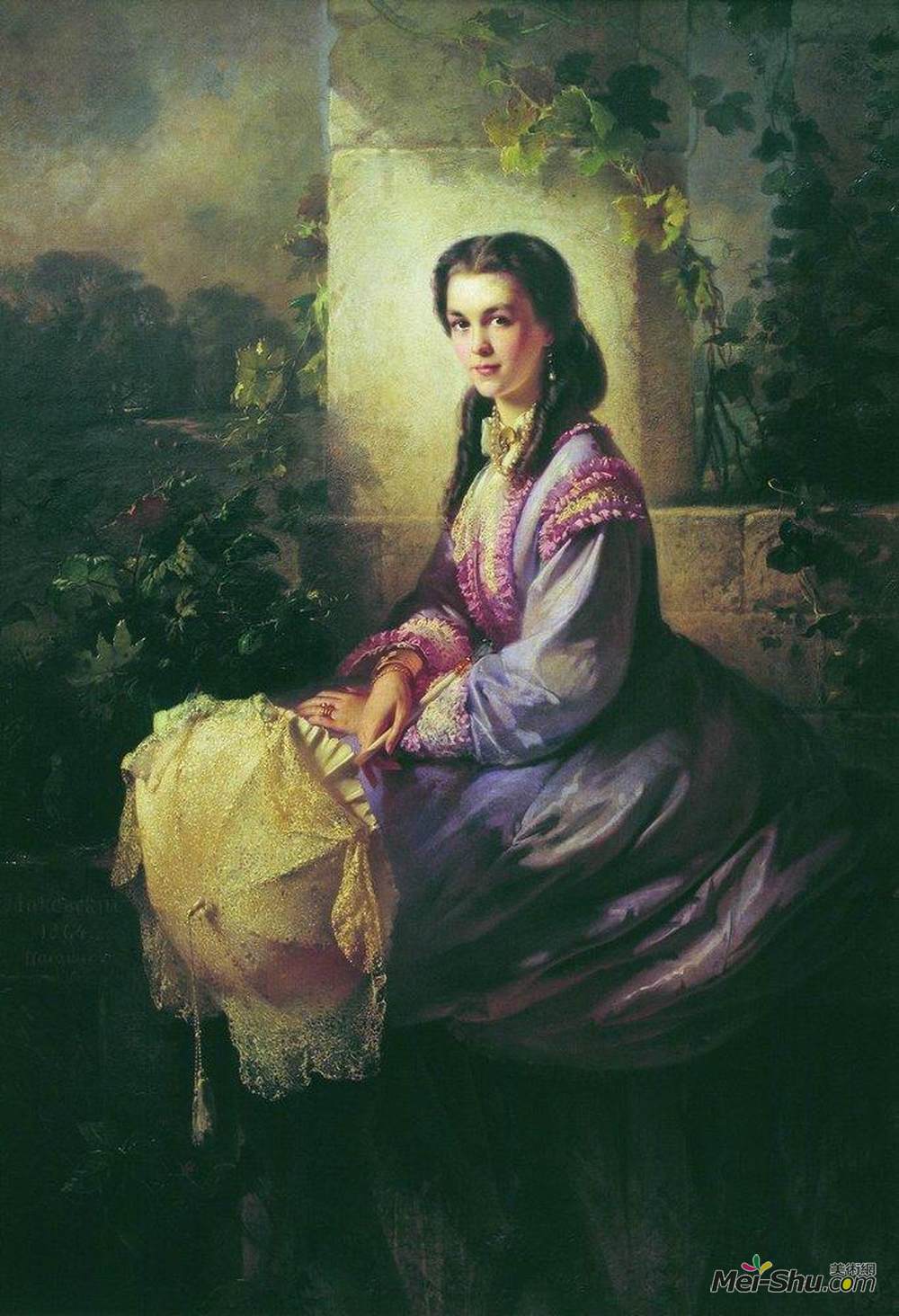 康斯坦丁·马科夫斯基(Konstantin Makovsky)高清作品《Portrait of Princess S.Stroganova》