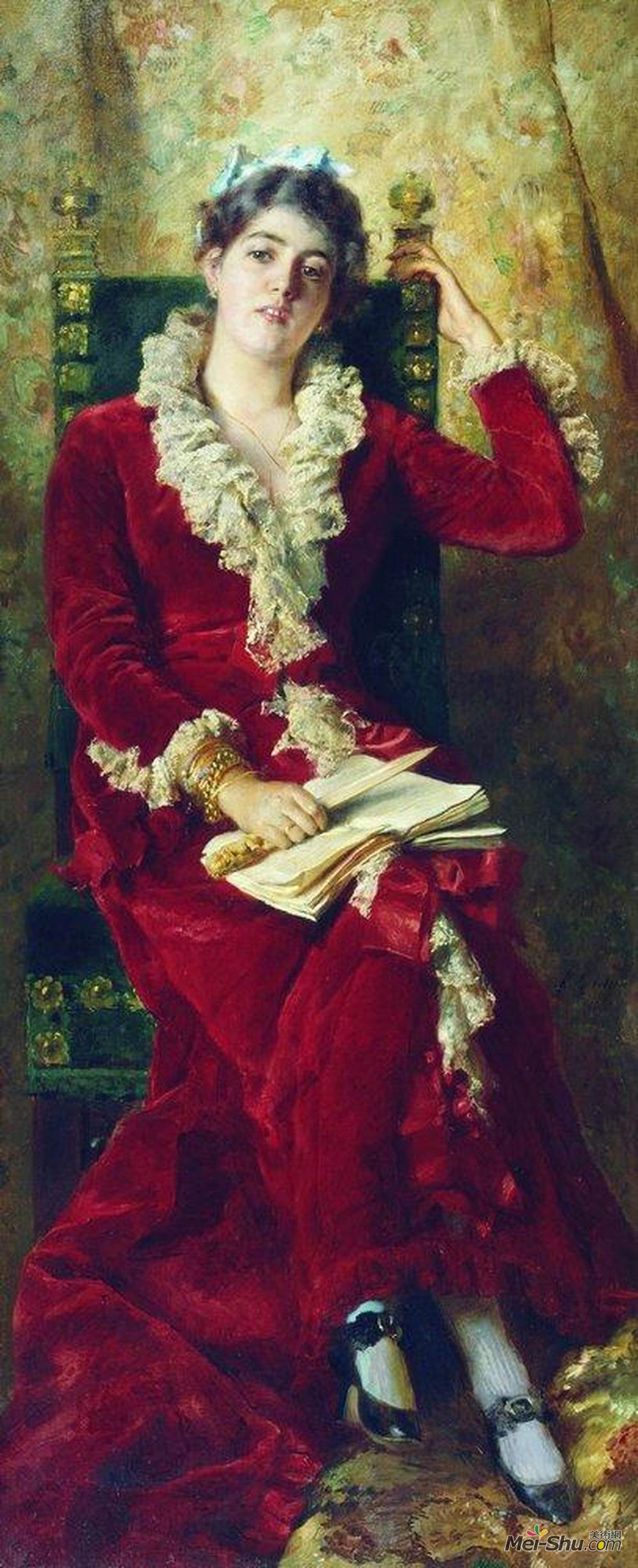 康斯坦丁·马科夫斯基(Konstantin Makovsky)高清作品《Portrait of Y.Makovskaya》