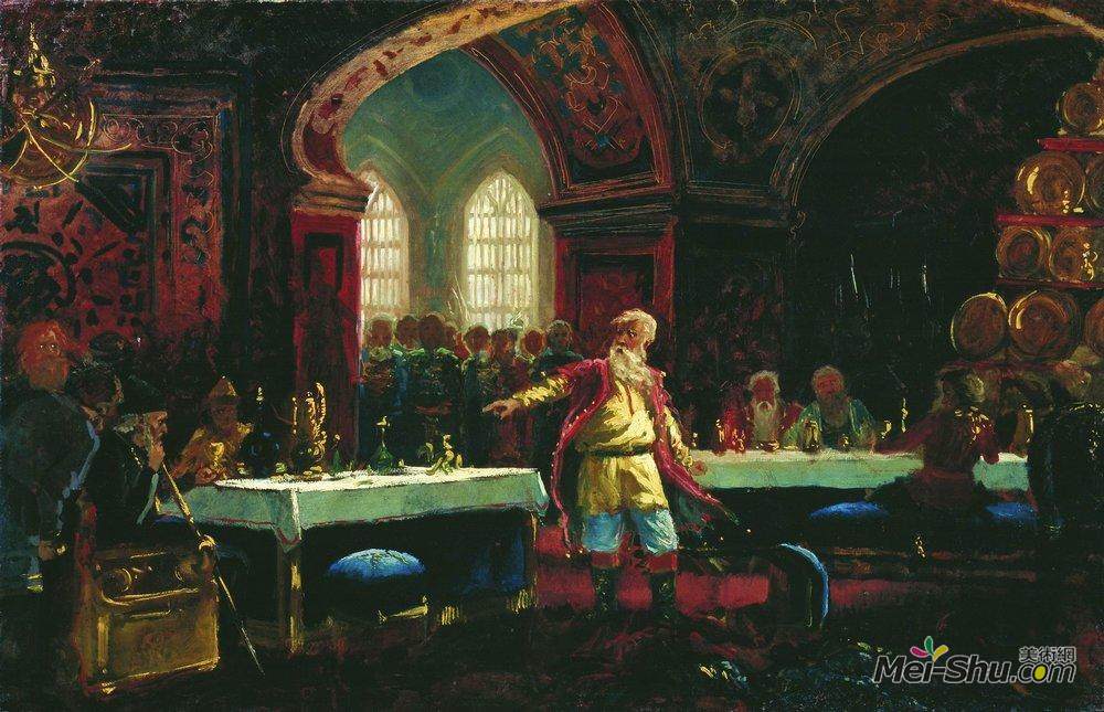 康斯坦丁·马科夫斯基(Konstantin Makovsky)高清作品《列宾王子在伊凡可怕的宴会上》