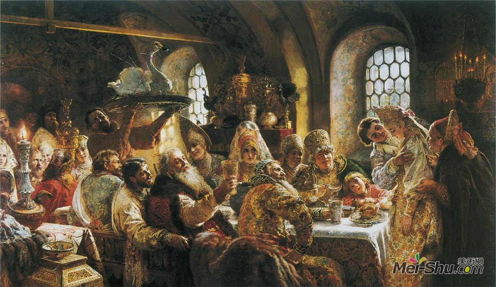 康斯坦丁·马科夫斯基(Konstantin Makovsky)高清作品《博亚尔斯的婚礼》