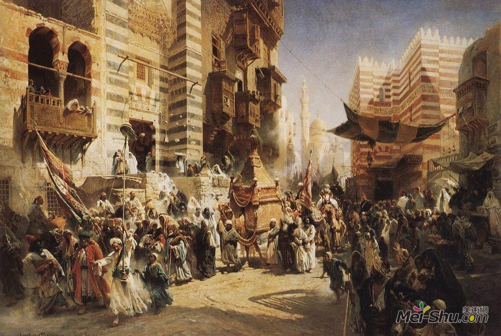 康斯坦丁·马科夫斯基(Konstantin Makovsky)高清作品《开罗神圣地毯的交接》