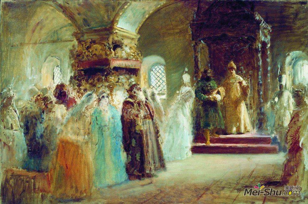 康斯坦丁·马科夫斯基(Konstantin Makovsky)高清作品《Tsar Alexei Michaylovich choosing a bride》