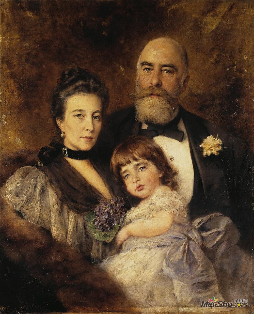 康斯坦丁·马科夫斯基(Konstantin Makovsky)高清作品《Volkov's Family. Group Portrait of M.S.Volkov, S.N.V》