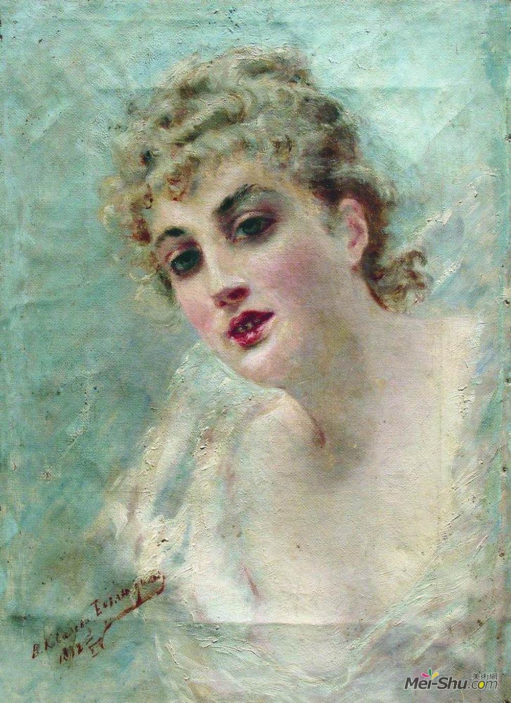 康斯坦丁·马科夫斯基(Konstantin Makovsky)高清作品《Woman Head (Portrait of E.Kovaliova)》