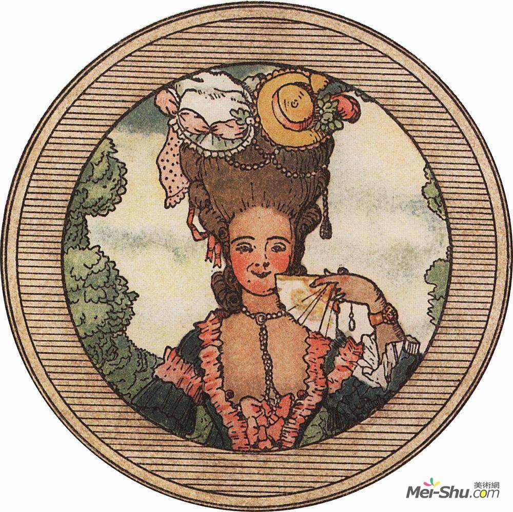 康斯坦丁·索莫夫(Konstantin Somov)高清作品《侯爵夫人的书。插图3》