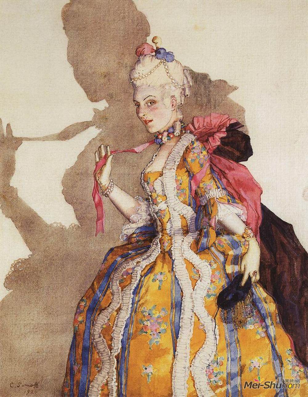 康斯坦丁·索莫夫(Konstantin Somov)高清作品《Design of Costume for Awnings T. Karsavina (To Dance to Musi》