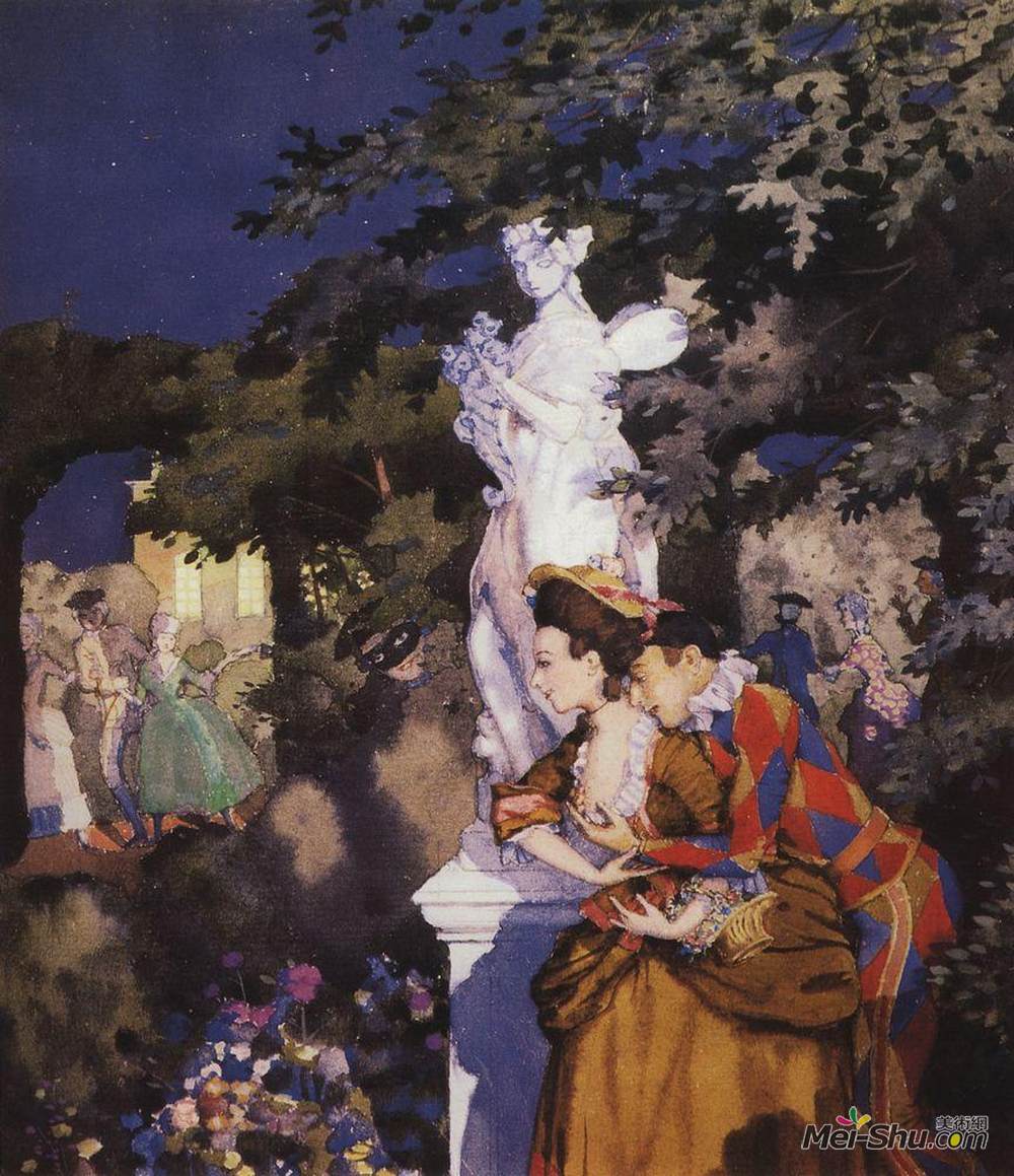 康斯坦丁·索莫夫(Konstantin Somov)高清作品《在爱的爱》