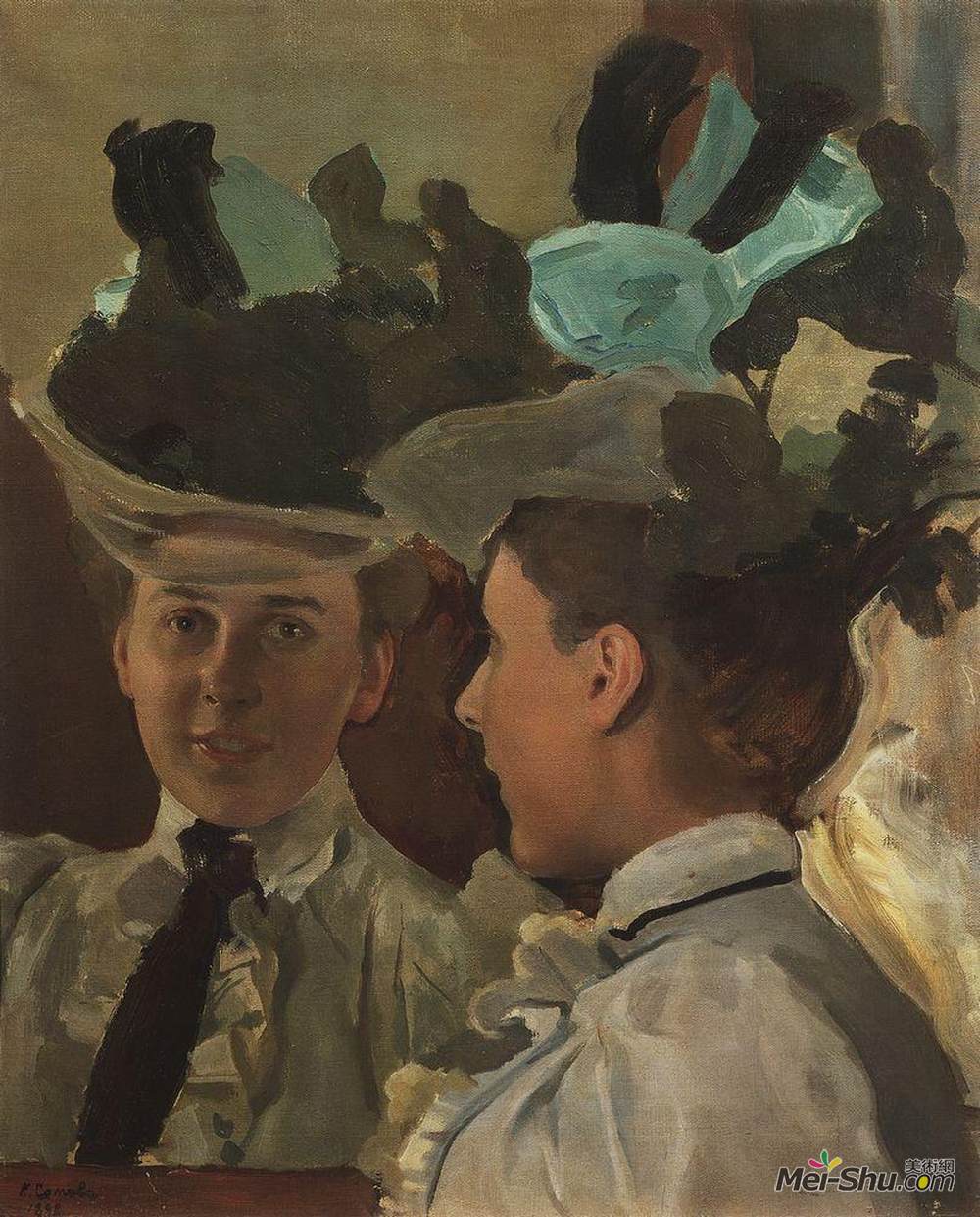 康斯坦丁·索莫夫(Konstantin Somov)高清作品《镜子中的女士》
