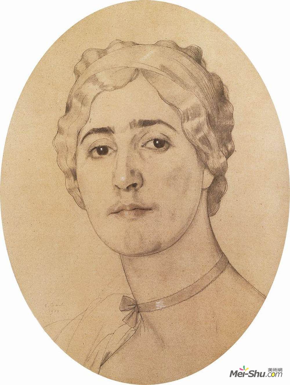 康斯坦丁·索莫夫(Konstantin Somov)高清作品《Portrait of D. Karysheva》