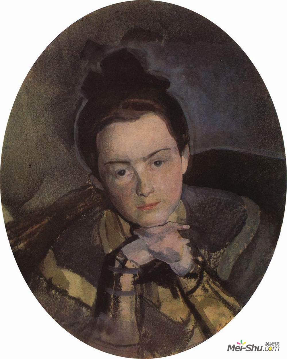 康斯坦丁·索莫夫(Konstantin Somov)高清作品《Portrait of E. Ostroumova》