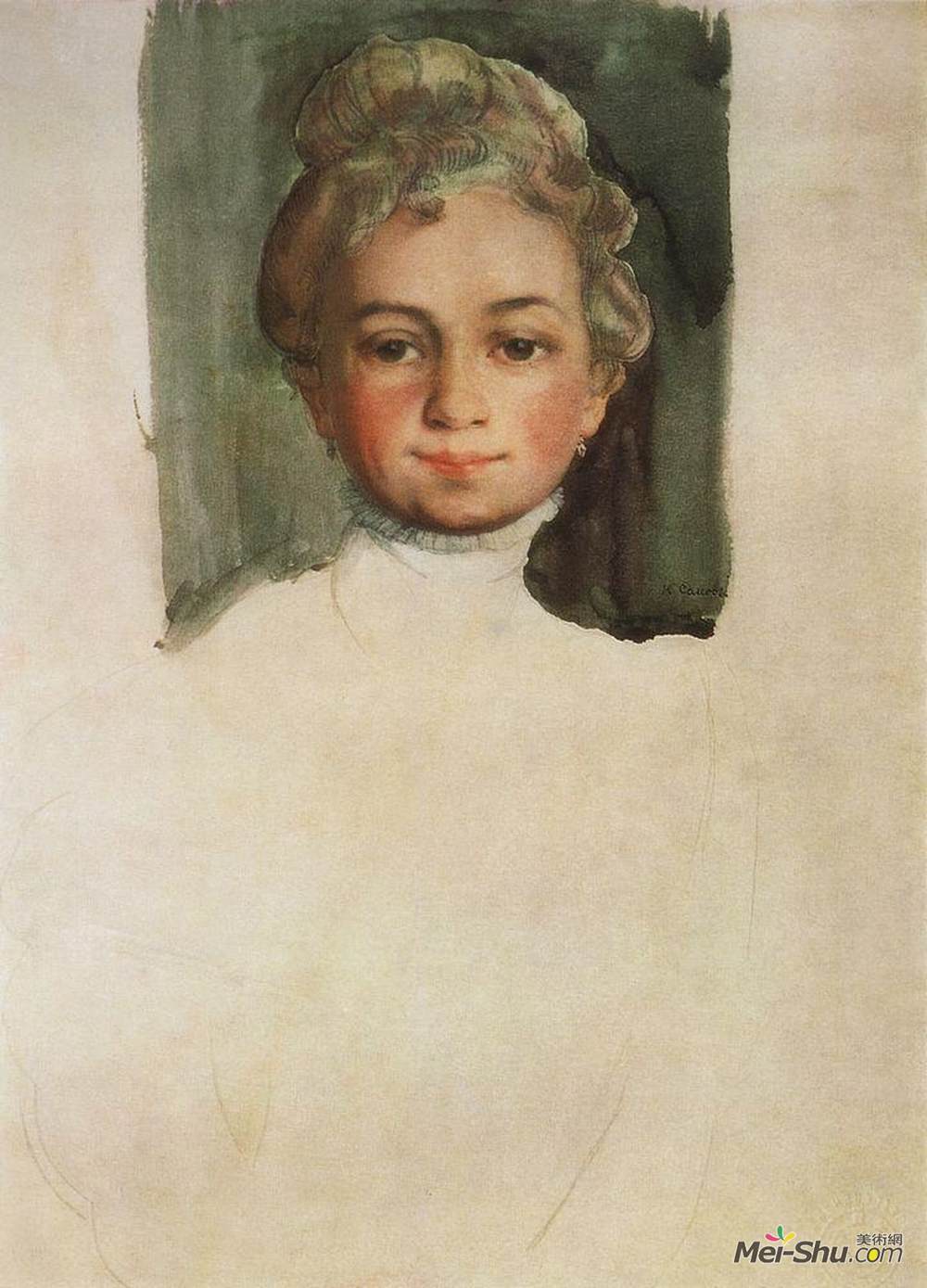 康斯坦丁·索莫夫(Konstantin Somov)高清作品《Portrait of E. Vladimirskaya》