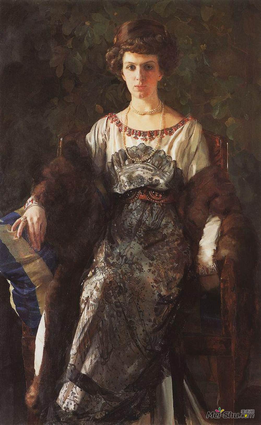 康斯坦丁·索莫夫(Konstantin Somov)高清作品《Portrait of Ewfimia Nosova》