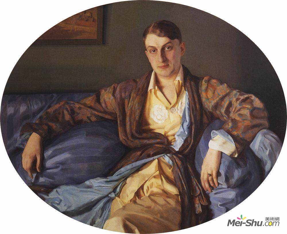 康斯坦丁·索莫夫(Konstantin Somov)高清作品《Portrait of M. Lukyanov》